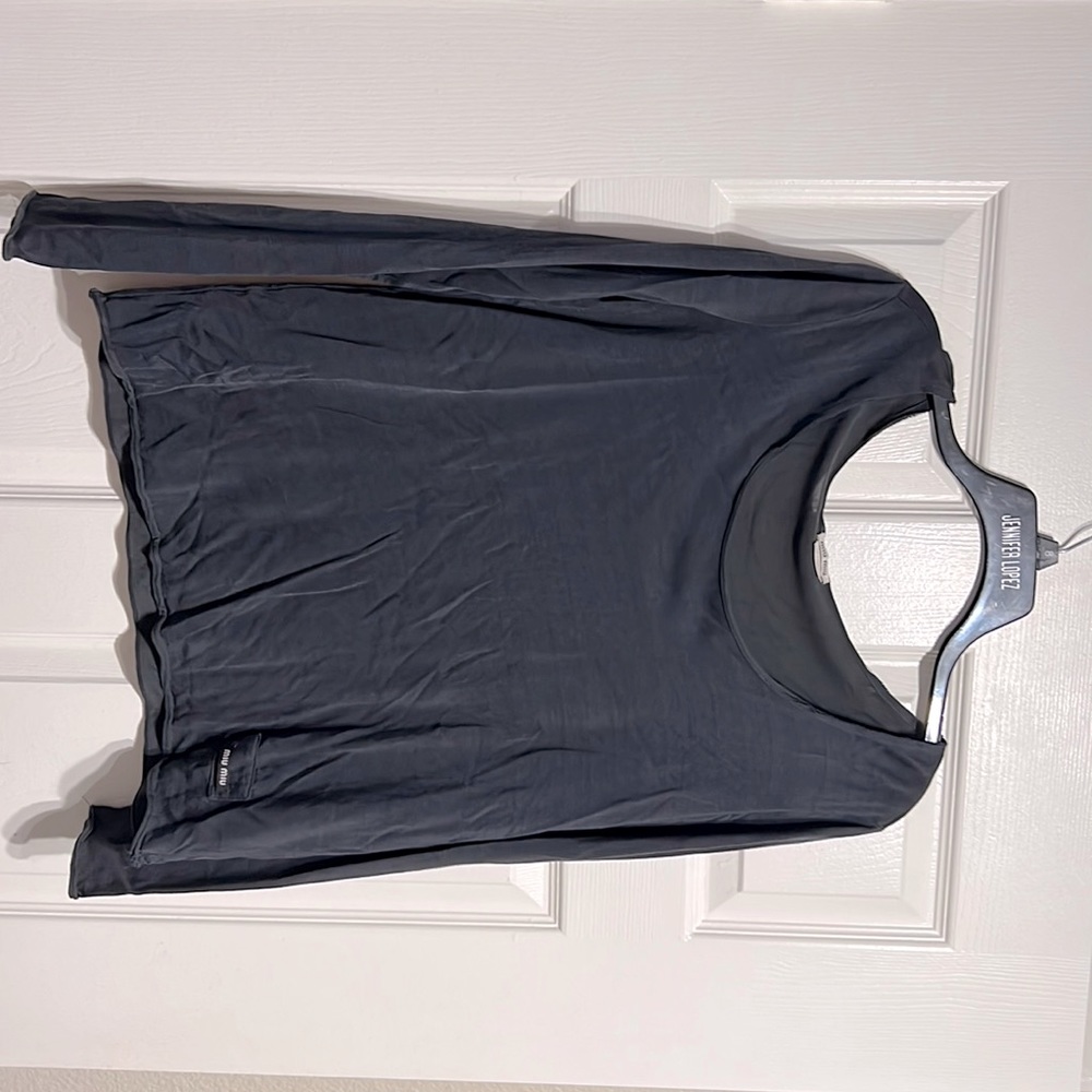 Long Sleeve Gray Boat Neck Miu Miu Shirt